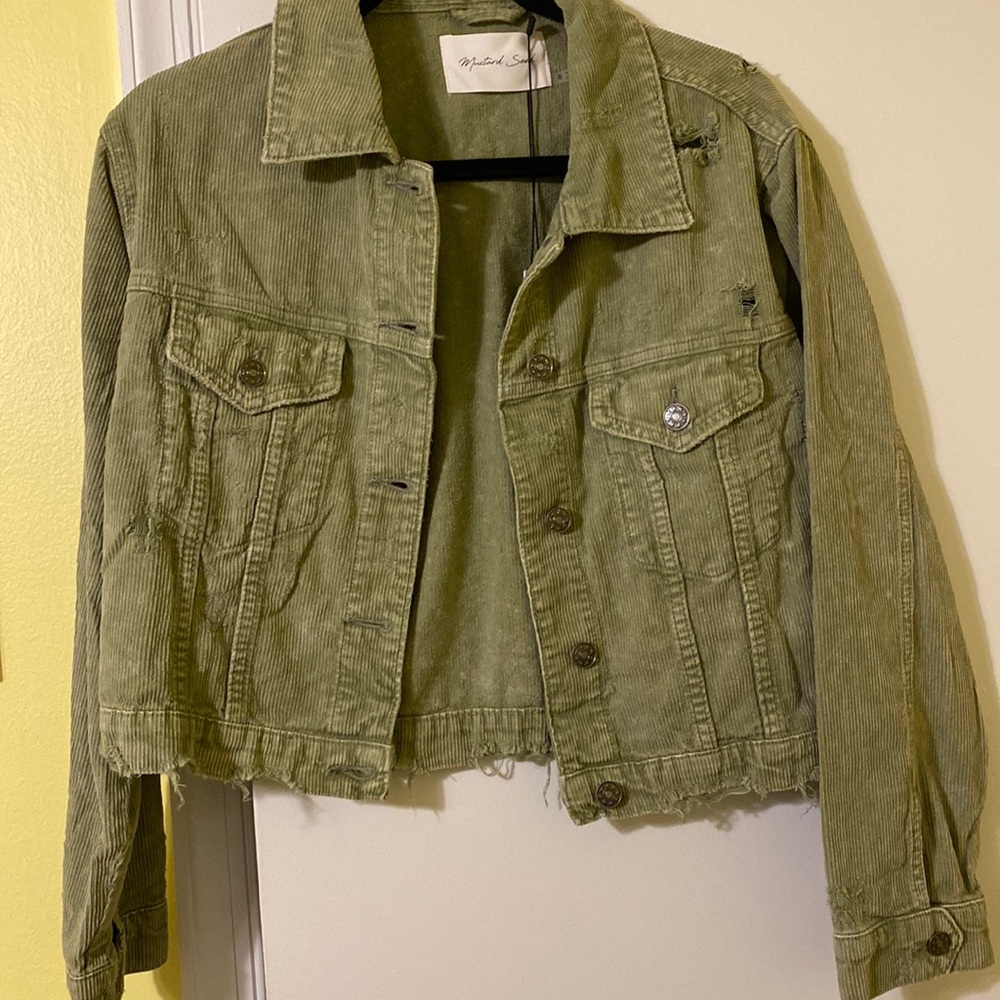 Distressed corduroy jacket button down